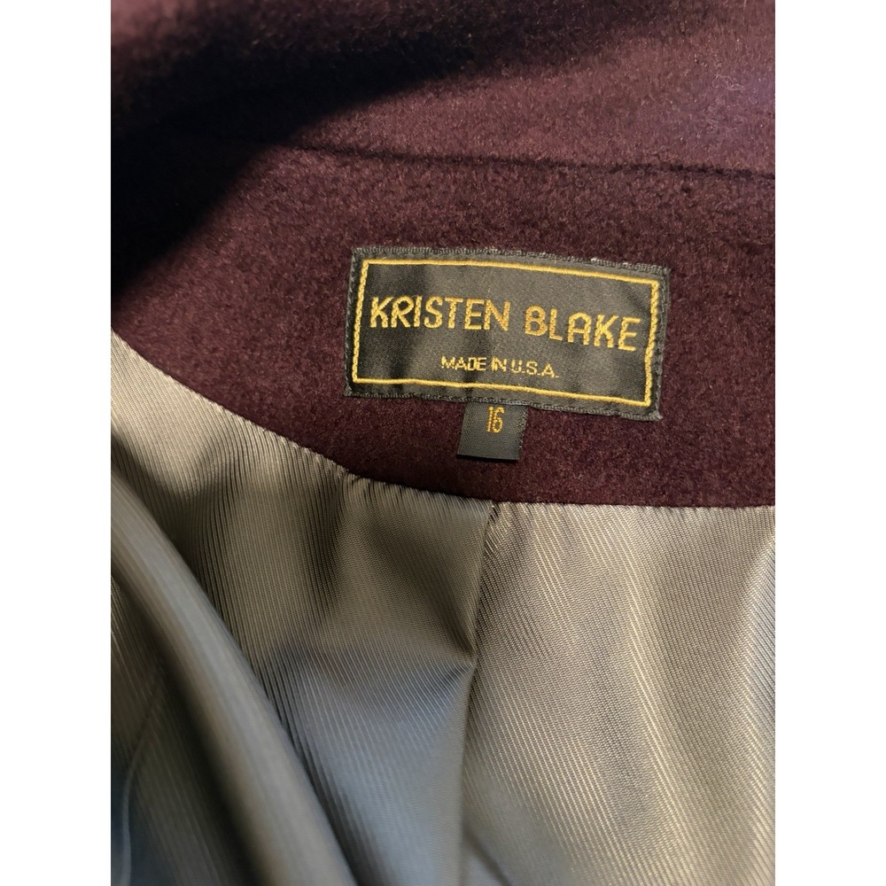 Vtg Kristen Blake Bordeaux 100% Wool Maxi Coat Sz 16 USA Old Money Quiet Luxury - Picture 3 of 16